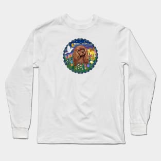 Sunrise Garden with a Ruby Cavalier King Charles Spaniel Long Sleeve T-Shirt